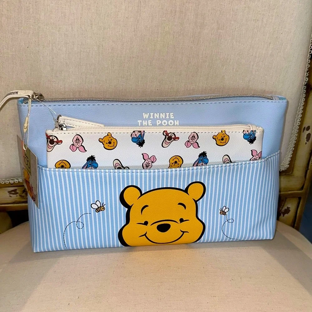 Winnie the Pooh Blue Stripe Cosmetic Pouch Set